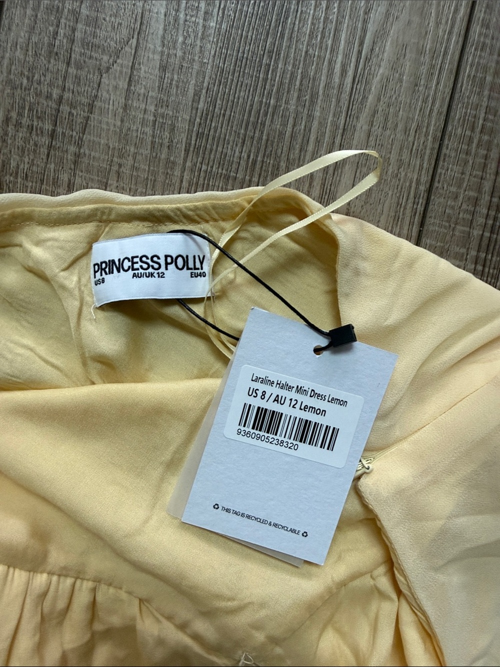 NWT Princess Polly Yellow Halter Mini Dress Size 8 Laraline Lemon - Picture 3 of 6